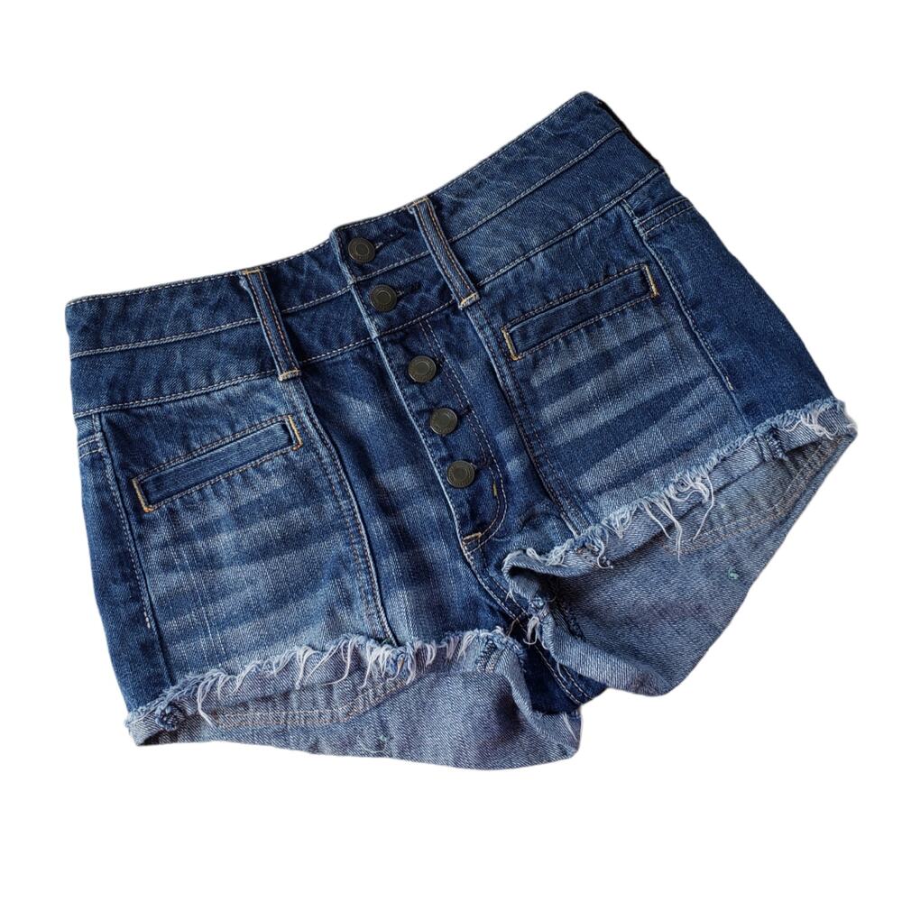 American Eagle Womens Shorts Sz 4 Denim Button Fly High Rise Booty Jean festival